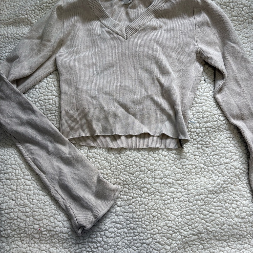 Garage Beige Ribbed Knit Top - Picture 3 of 3